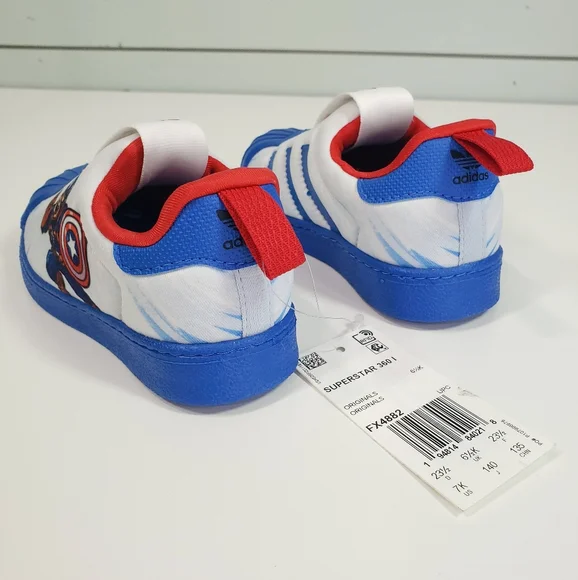 Adidas Superstar 360 I Marvel Captain America Toddler Slip-On Sneakers size  7